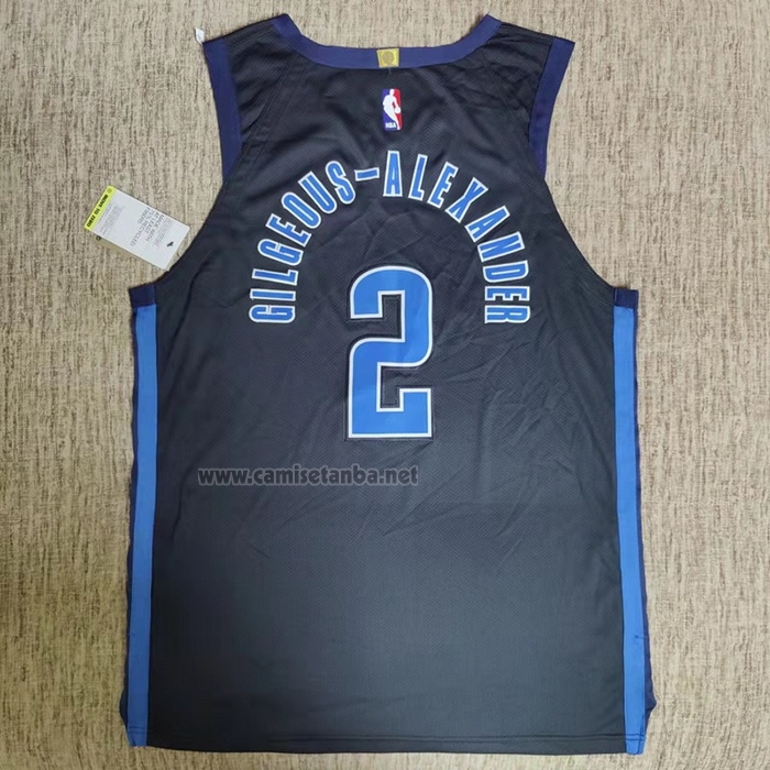 Camiseta Oklahoma City Thunder Shai Gilgeous-Alexander #2 Earned Autentico Negro